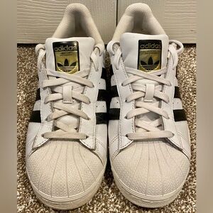 Adidas Superstar Sneakers Sz M6.5/W8.5 White Black Lace Up Low Top Shell Top